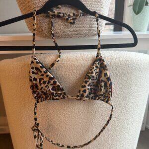 Mara Hoffman Swim Leopard Print Bikini Top- Size Small